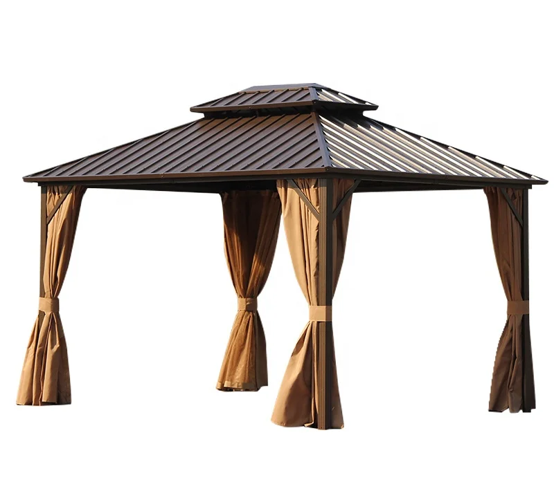 

3X3.65M Metal Panel Hard Top Gazebos Double Solid Roof Outdoor Garden Gazebos