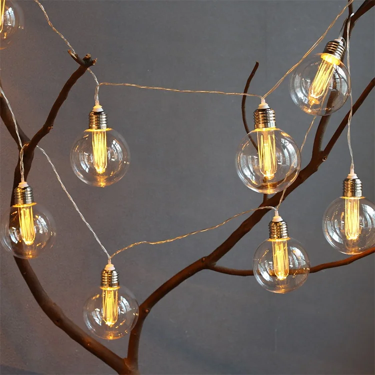 Patent outdoor use battery operated festoon lighting home decor IP65 waterproof G80 edison bulb string light