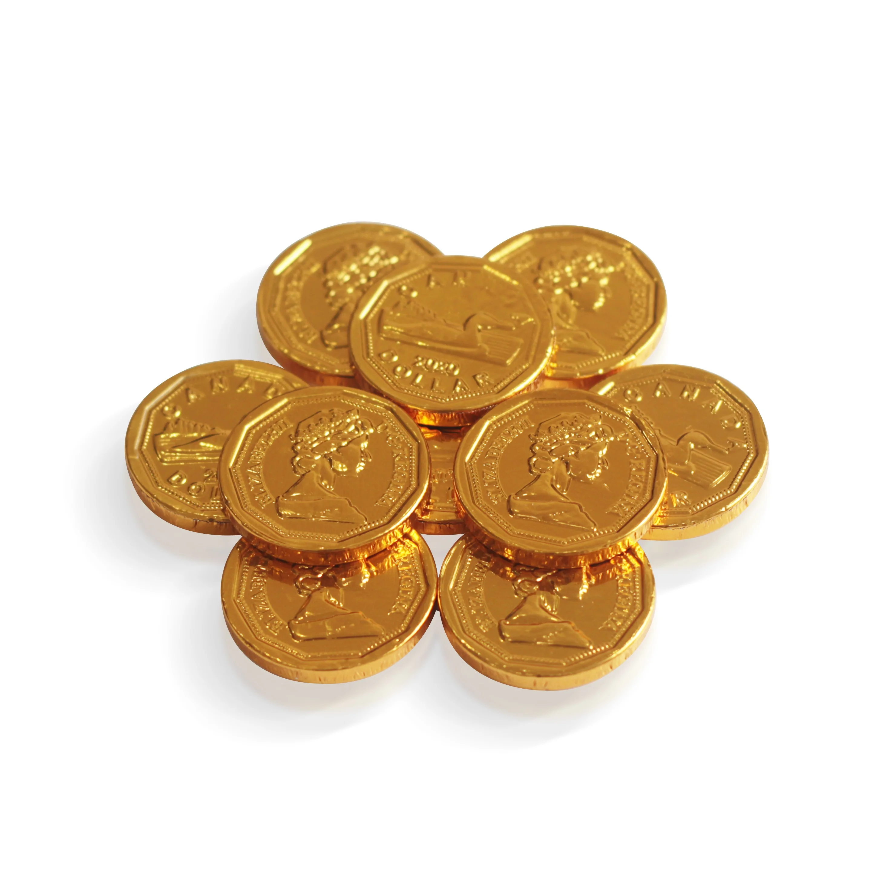 Gold Chocolate Coins Custom Printed Supermarket Display Wholesale Coins