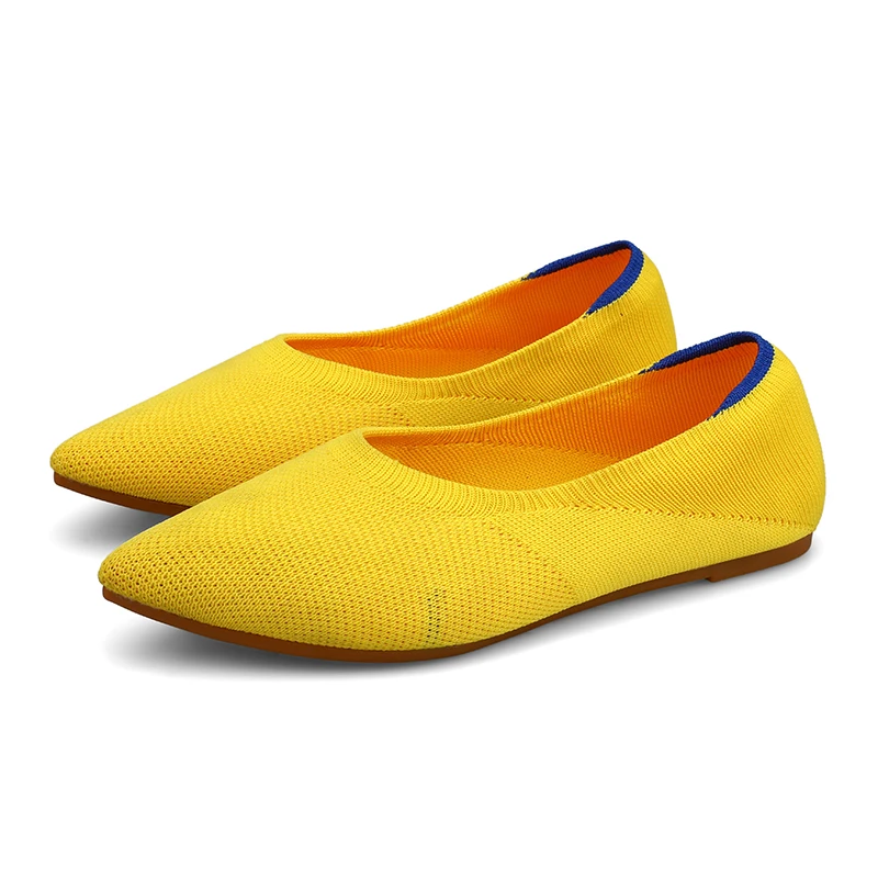 

OEM ODM summer female pointed flats woman shoe wholesale loafers casual knit flat shoes for women