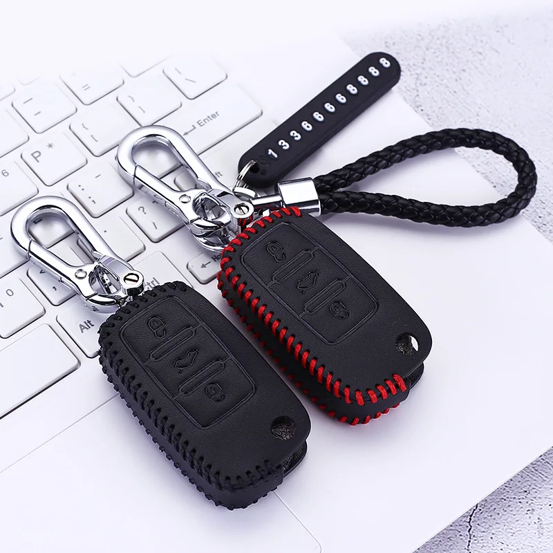 

Keychain Holder Protector Cover Bag Auto Accessory Leather Car Key Case