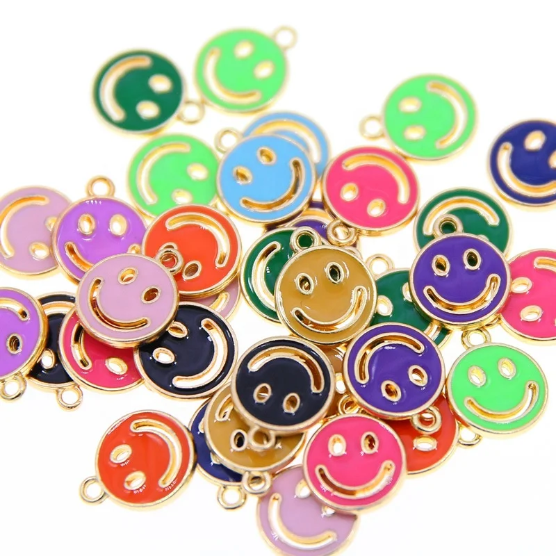 

Multi Colorful Smiley Face Enamel Charm Pendant For Women Girls DIY Necklace Bracelet earring fashion Jewelry making Accessories, As shown