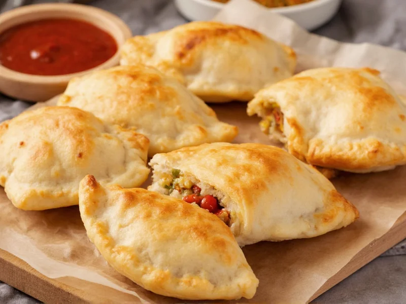 Homemade empanadas with golden crust and visible filling