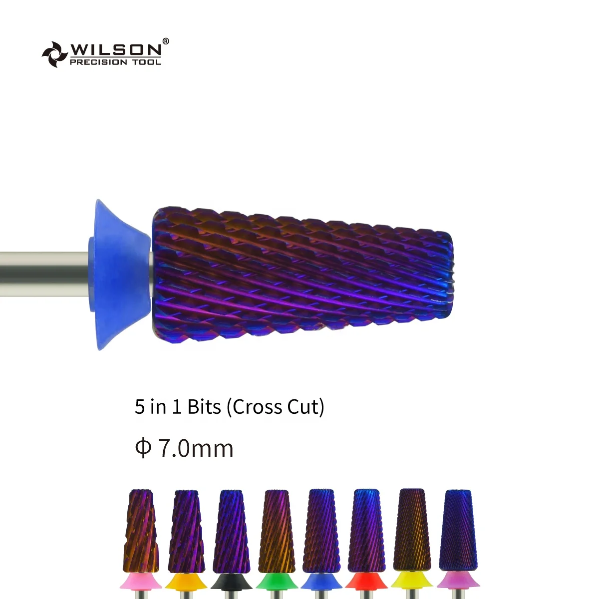 

RTS/7.0mm 5 in 1 Bits (Cross Cut)/ Purple Coating well sun Electric nail bur Professional carbide nail bit OEM ODM/ 5 in 1