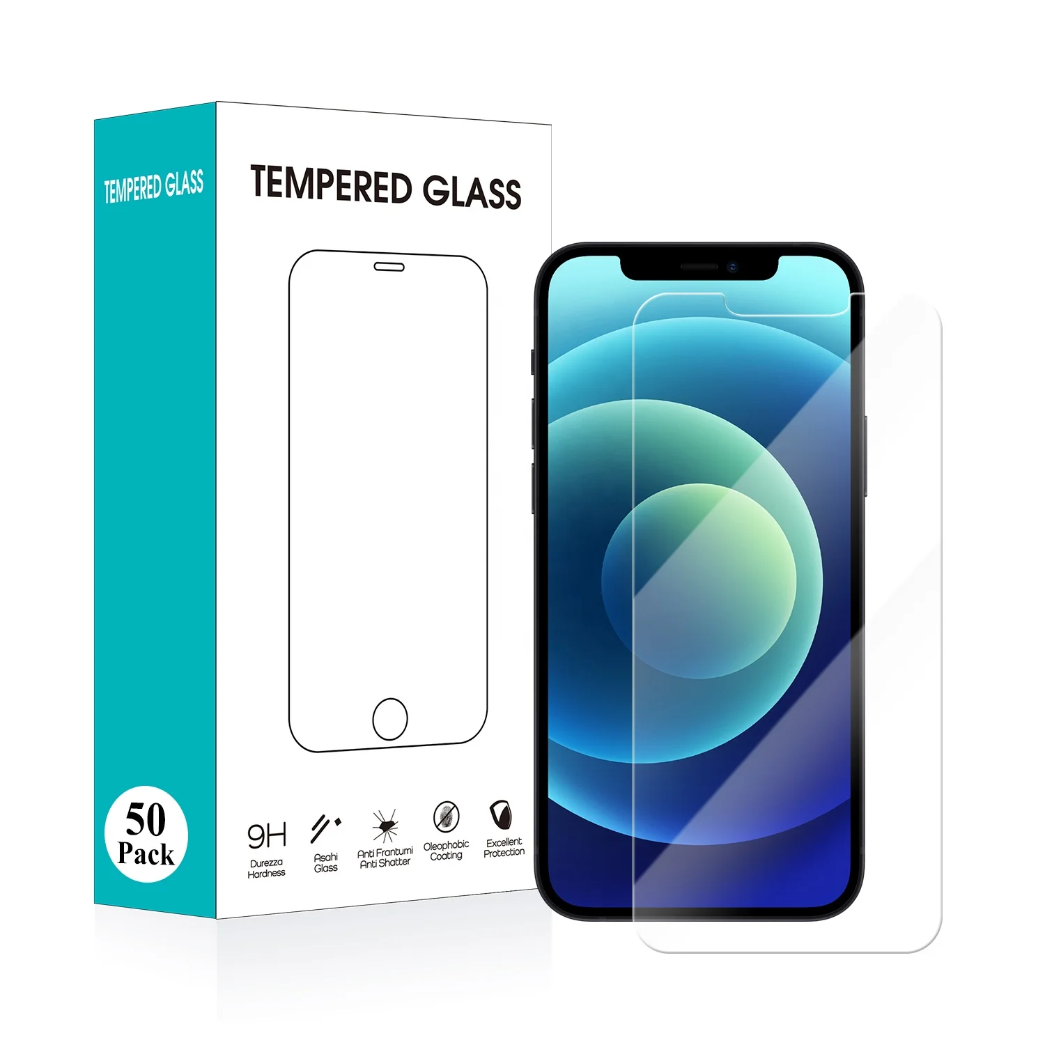 

50 Packs Glass For iPhone 12 11 Pro Max Screen Protector Glass, Tempered Glass Screen Protector for Apple iPhone