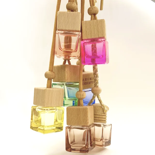 

Luxury 8ml Car Hanging Diffuser Empty Colorful Glass Square Car Air Freshener Essential Oil Fragrance flacon de parfum