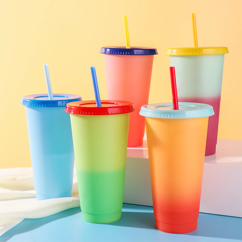 

Bubble tea mug water travel coffee matte kids plastic sublimation wholesale tumbler cups with lid and straw, Customized color plastic pp cup