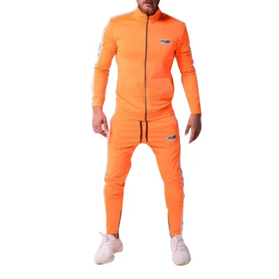 

2020 new fashion men's sports suit Korean version slim long sleeve youth standing collar casual bodysuit men