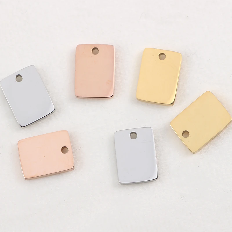 

Professional Customization Custom Logo Pendant Stainless Steel Rose Gold Plated Rectangle Jewelry Pendant