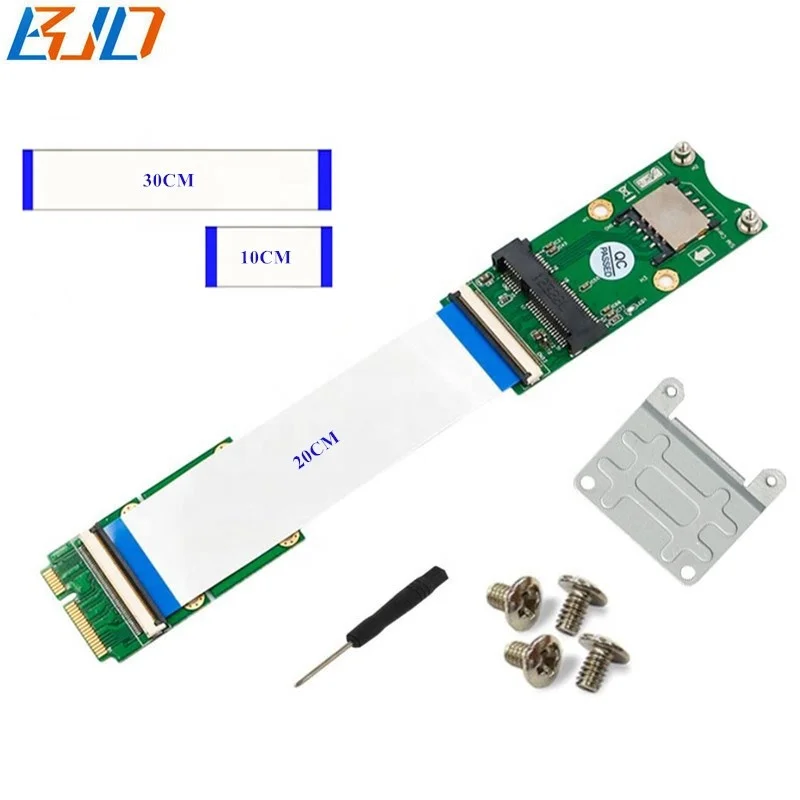 

Mini PCI-E MPCIe mSATA Adapter Riser Card SIM Slot + 30CM FPC Cable for Testing WIFI 4G LTE Module & mSATA SSD, Green