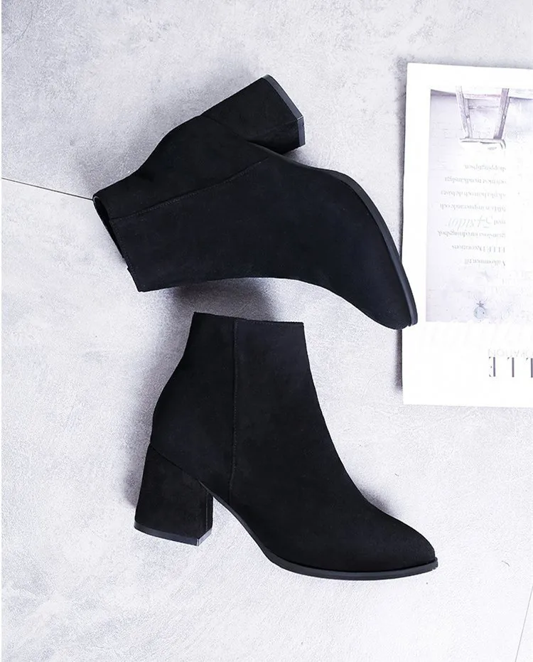 

fall winter ladies microfiber boots shoes for women with heels on sale
