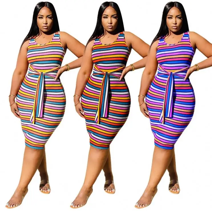 

Stripe Women Without Dress Women Clothing Long Skirt Casual Women Dress