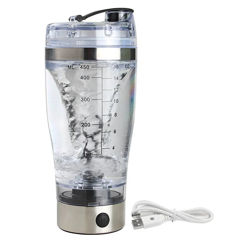 

BPA Free Sports Fitness 450ml Tornado Mixer Mug Electric Automatic Protein Shaker Bottle Stirring Cup, Clear color