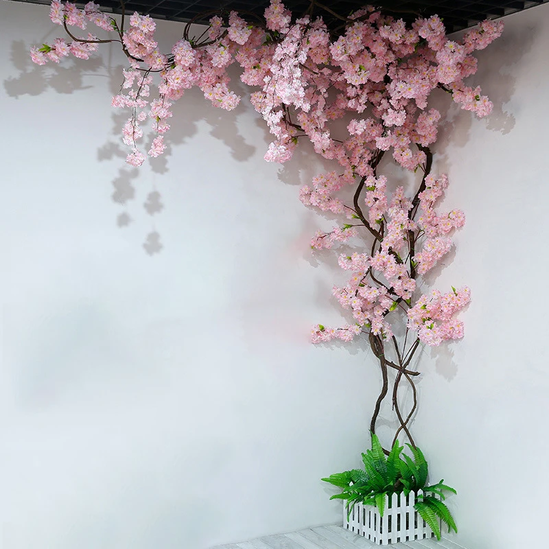 

Artificial Vine Rattan Wedding Indoor Cherry Blossom Tree Branches Home Restaurant Decoration