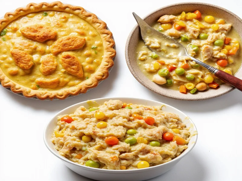 Three variations of homemade chicken potpie