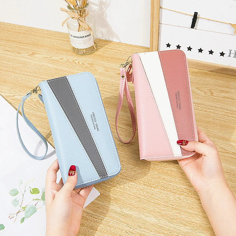 

Amazon Hot Sale New Style Fashion Large Capacity Clutch Phone Cases Long Card Holder Leather Wallet Women, 5 colors as pictures