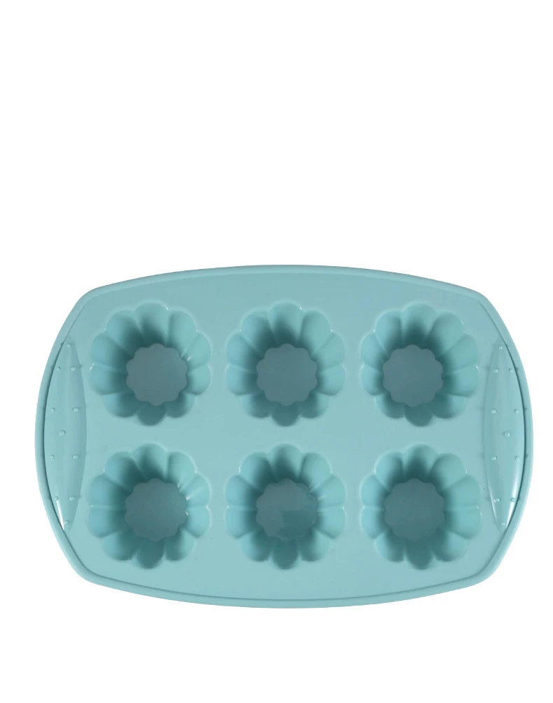 

Food Grade Silicone Tray Mold Shell 6 Holes Donut Cake Round Bottom Mini Muffin Mold, Grey