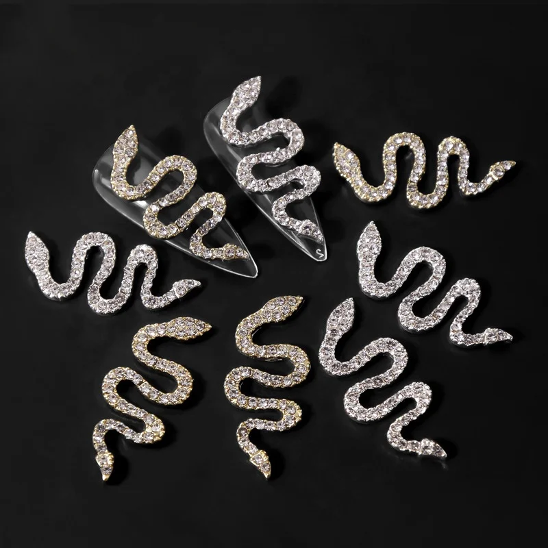 

Paso Sico Autumn New Style Shiny Gold&Silver Alloy Snake Full Diamond Nail Charms