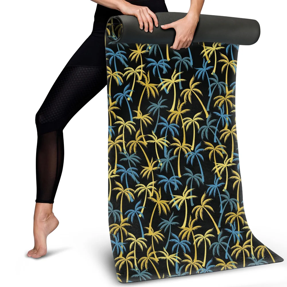 

THIKIN Washable Yoga Mat Lightweight Fitness Exercise Soft Non Slip Yoga Mat Quick Dry Palm Tree Printed Custom Folding Yoga Mat, Customized color