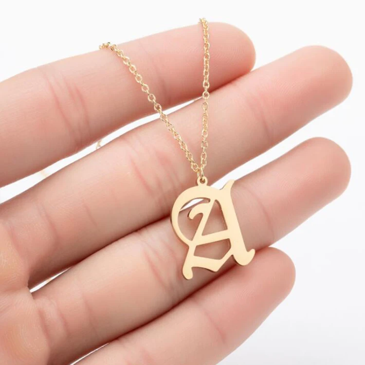 

Fashion Gold Silver Plated No Fade 26 Initial Letters Pendant Women Girls Alphabet Stainless Steel Necklace Jewelry For Gift, Silver & gold color