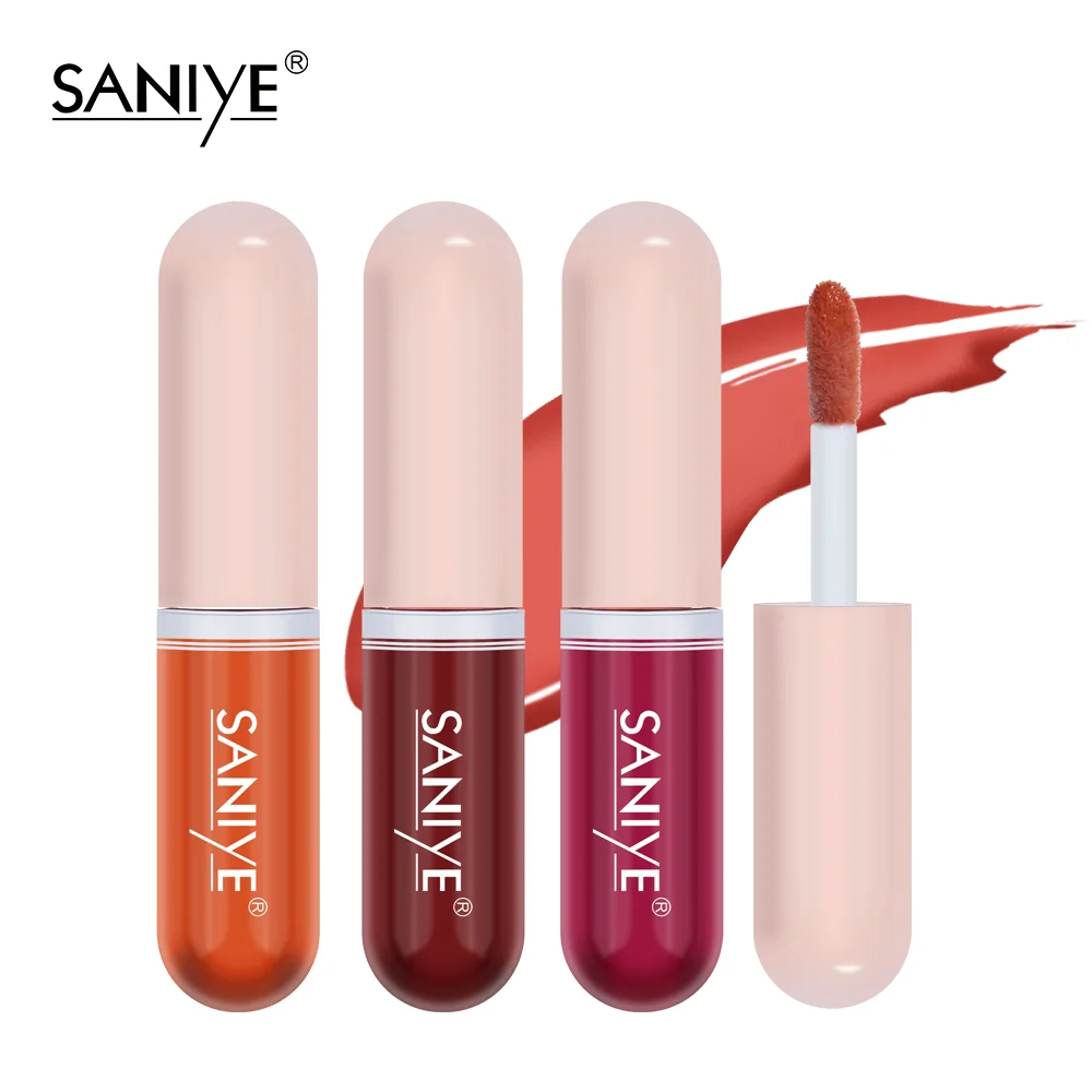 

Saniye nude mini lip gloss private label portable make your own mini lipstick custom waterproof matte liquid capsule lipstick