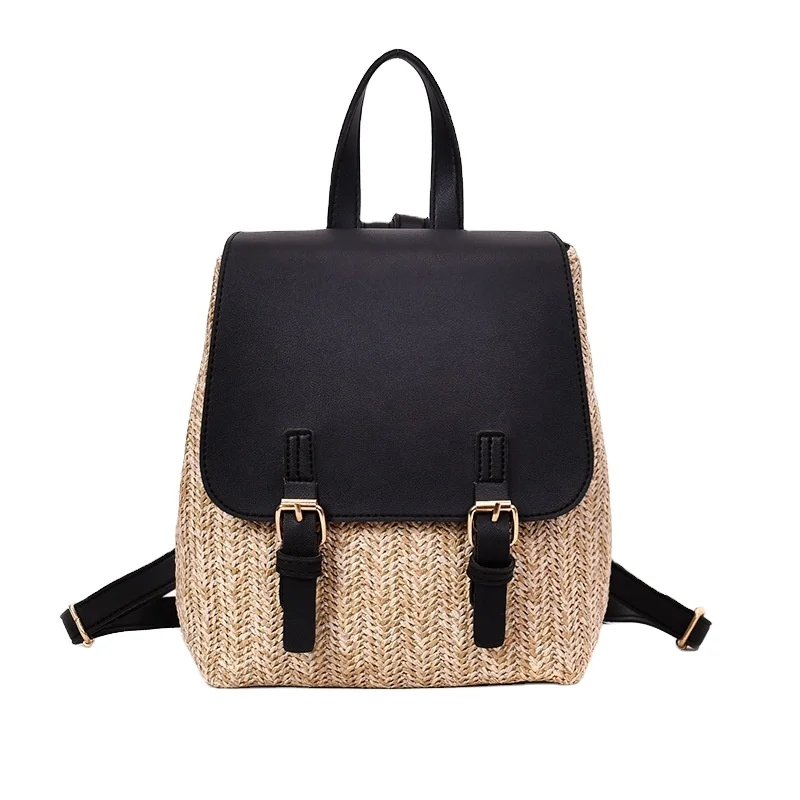 

Ellyson hot-selling summer beach vacation ladies fashion straw woven PU backpack