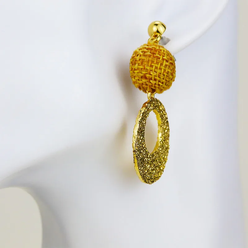 

Trendy earrings women alloy Pendant jewelry Round Woven ball three-dimensional Earrings