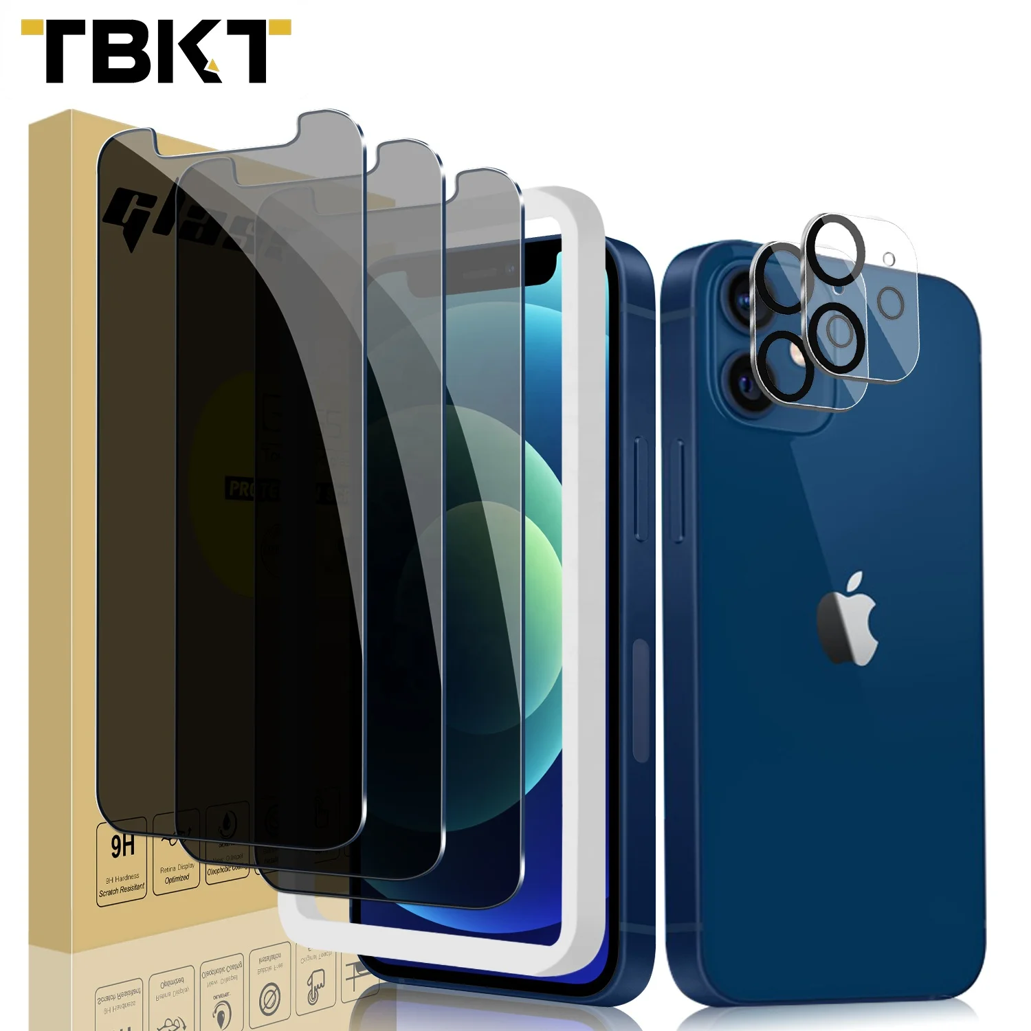 

3D Peep-Proof Screen Protective Glass 3Pack 3+2 camera cove for iphone12 5.4 LSlot Tempered Glass 0.33mm Srceen protector