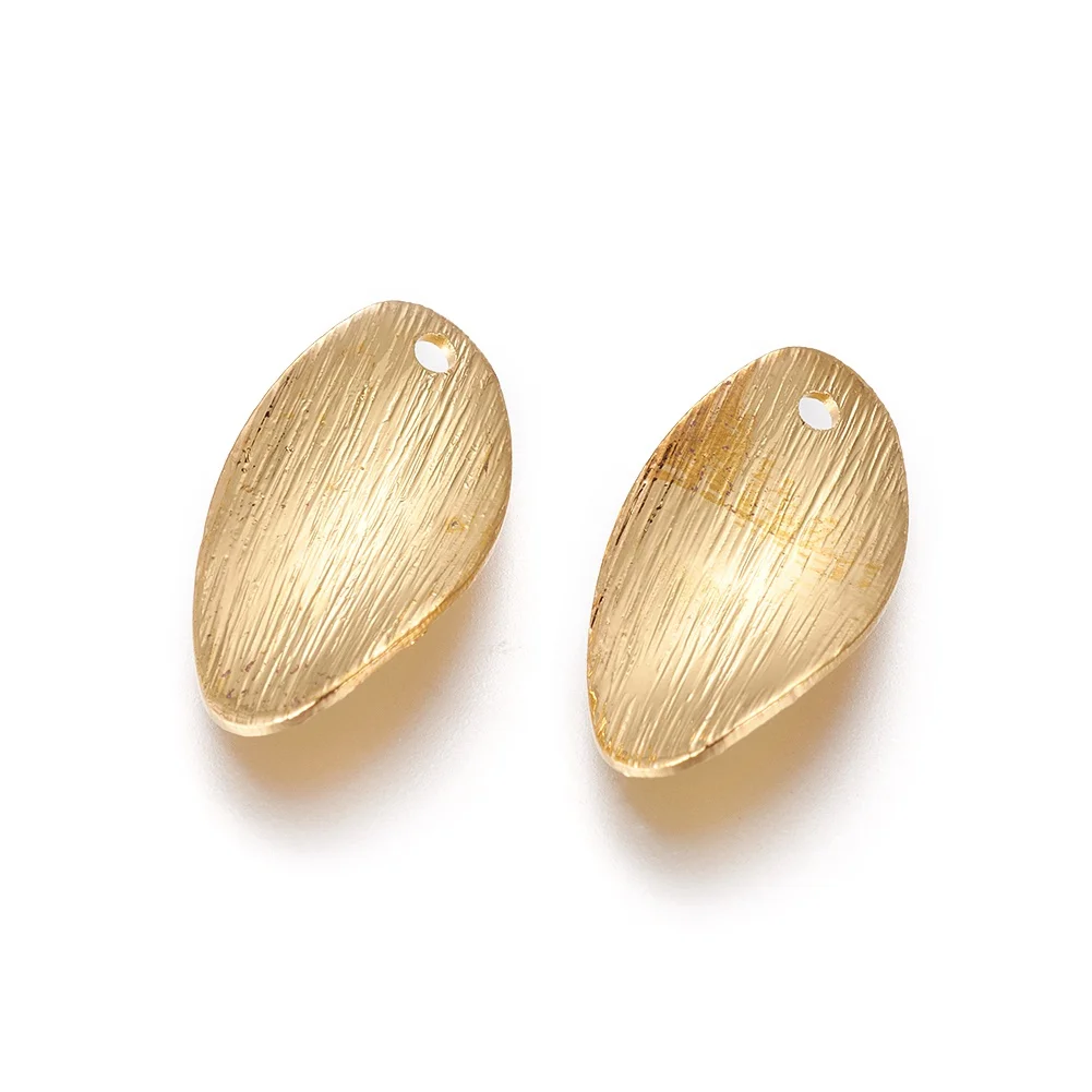 

PandaHall Twist Leaf Long-Lasting Plated Rack Golden Plating Brass Pendants, Gold