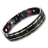 

Supply Wholesale Fashion Magnetic Health Care between Gold Black Health Men's Titanium Steel Bracelet ES203