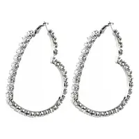 

Fashion Women Jewelry Gold Plated Brass Crystal Rhinestone Earrings Exaggerated Hoop Heart Earring