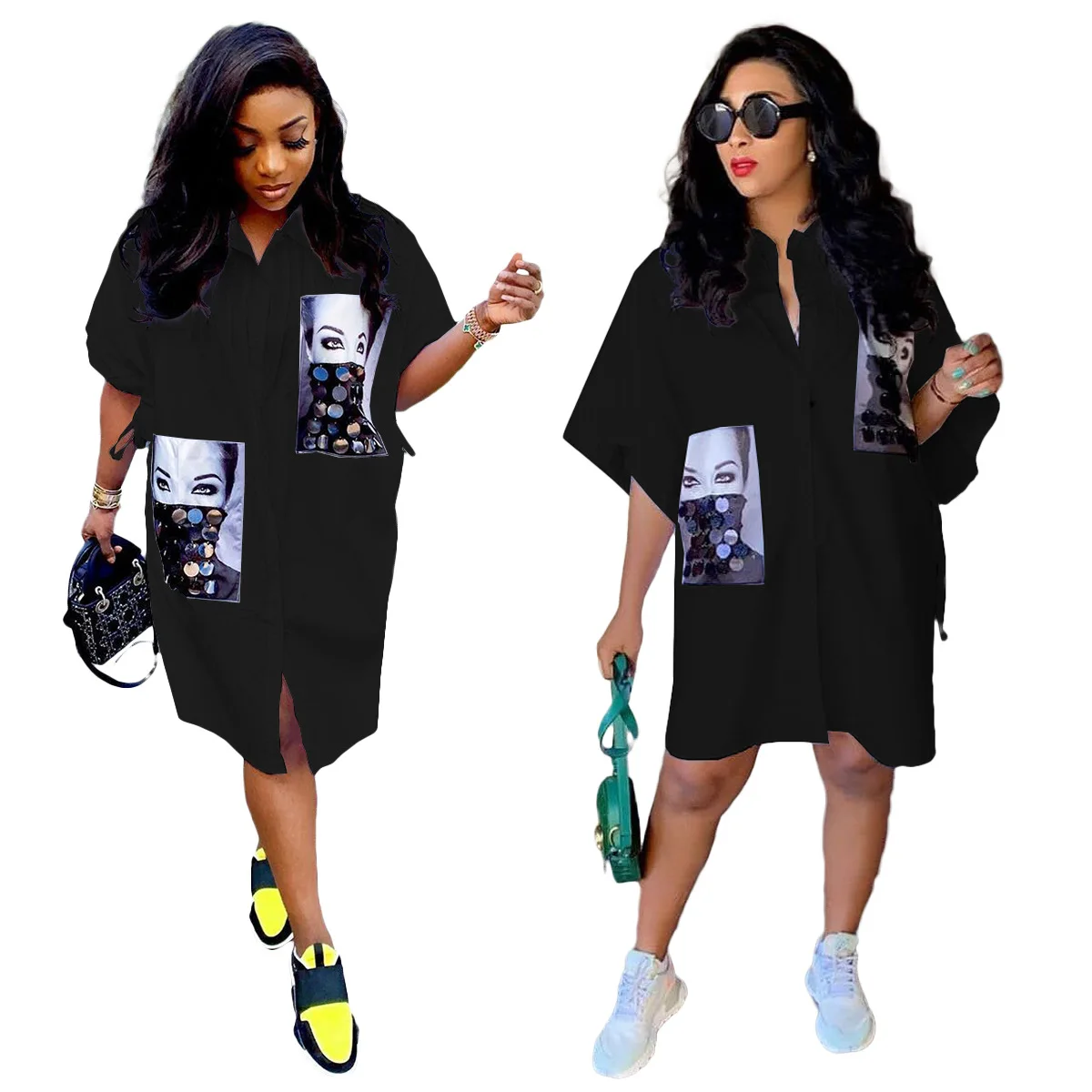 

2021 women's summer amazon tops seller loose black and white blouse dress