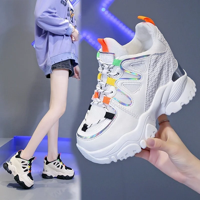 

Chunky Platform Sneakers Women 2021 Fashion Thick Bottom Trainers Female Mix Color Casual Vulcanize Shoes Woman