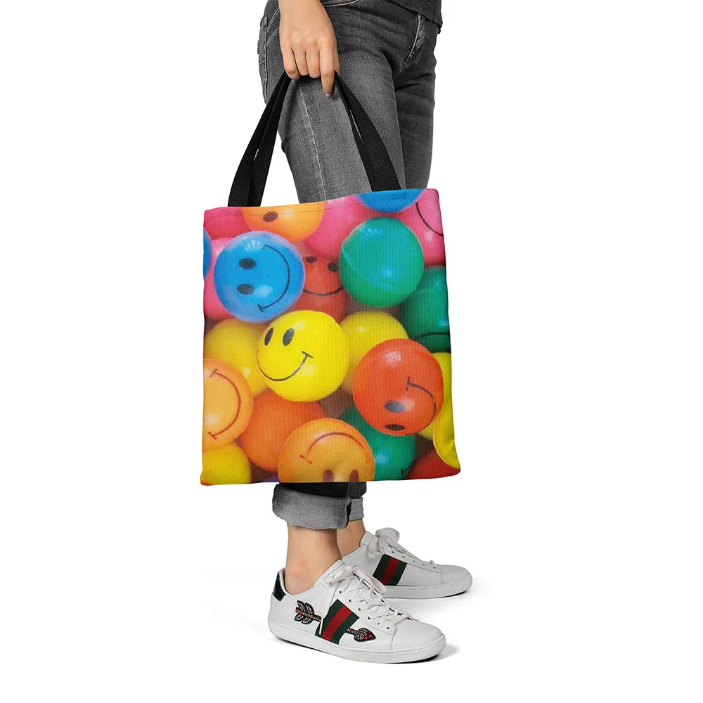 

Candy Color Canvas Eco-friendly Shopping Bag Burger Donut Ice Cream Fun Harajuku Tote Bag Girls Casual Shoulder Travel Bag