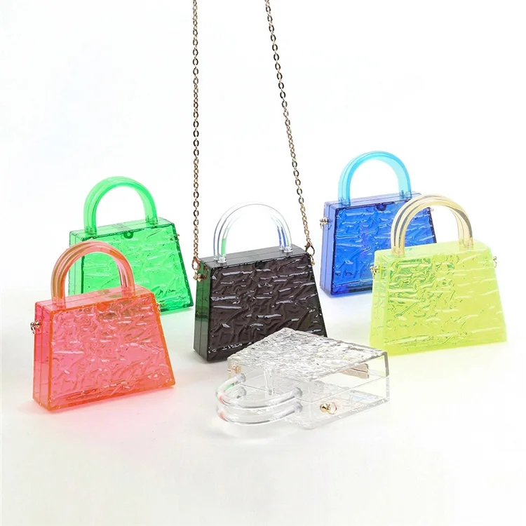 

2021 Customized Ladies Chain Ice Crack Bags Transparent Candy Color Bags Designer Handbags for summer