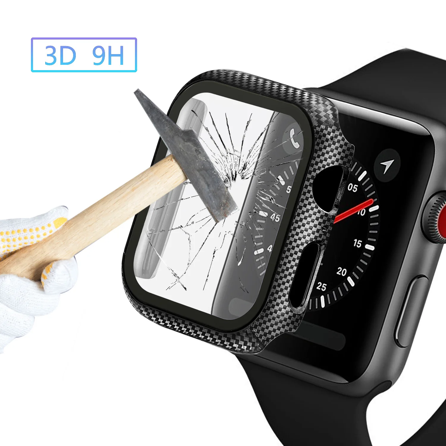 

Amazon Hot Selling Carbon Fiber Case Cover Watch Case With Screen protector 38Mm 42Mm 40Mm 44Mm Case For Iwatch, Black