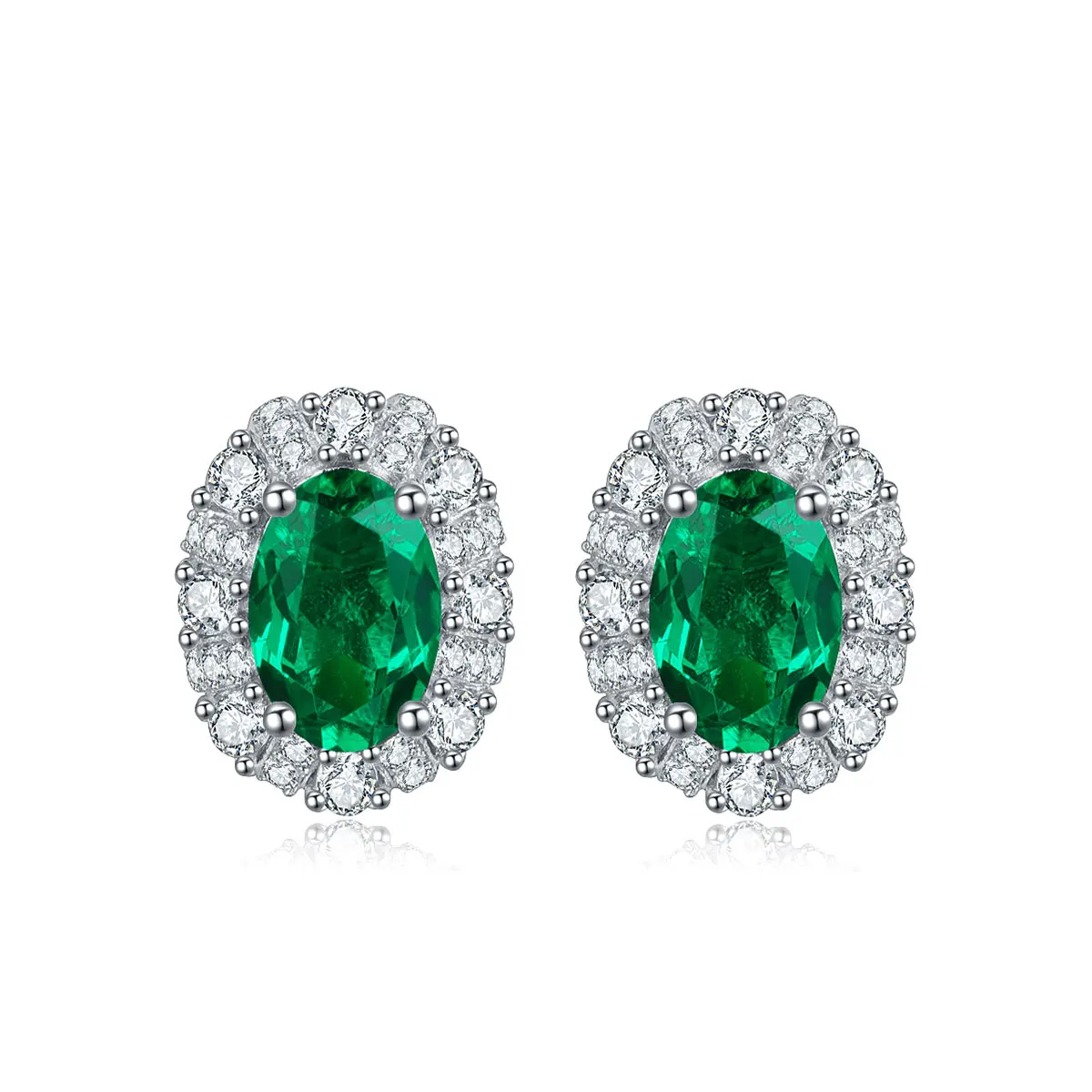 

Classic Simple Women Jewelry Oval Shape Lab Grown Emerald Earring Engagement Bridal Wedding Earring, Green