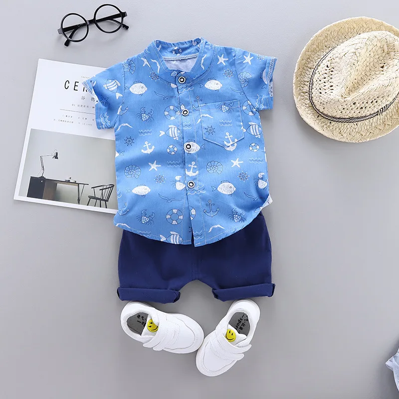 

Children's clothing boys short-sleeved suit summer 2021 new Korean children's shirt two-piece summer tide 2-4 year old baby, As picture