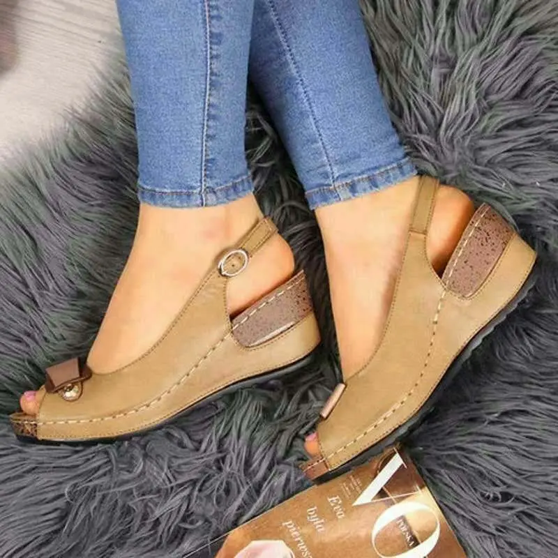 

Pearl Platform Wedges Sandals For Women Weave Female Casual High Heels Open Toe Comfort Fish Mouth shoes, Different colors and support to customized