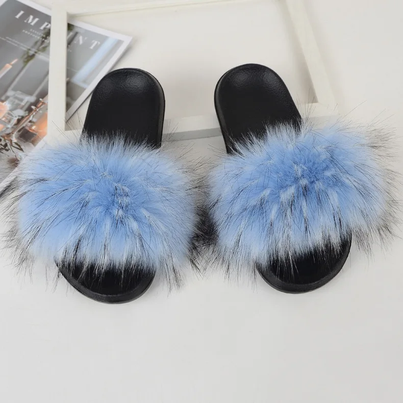 

logo custom designer women vendor big leather real fur house slides