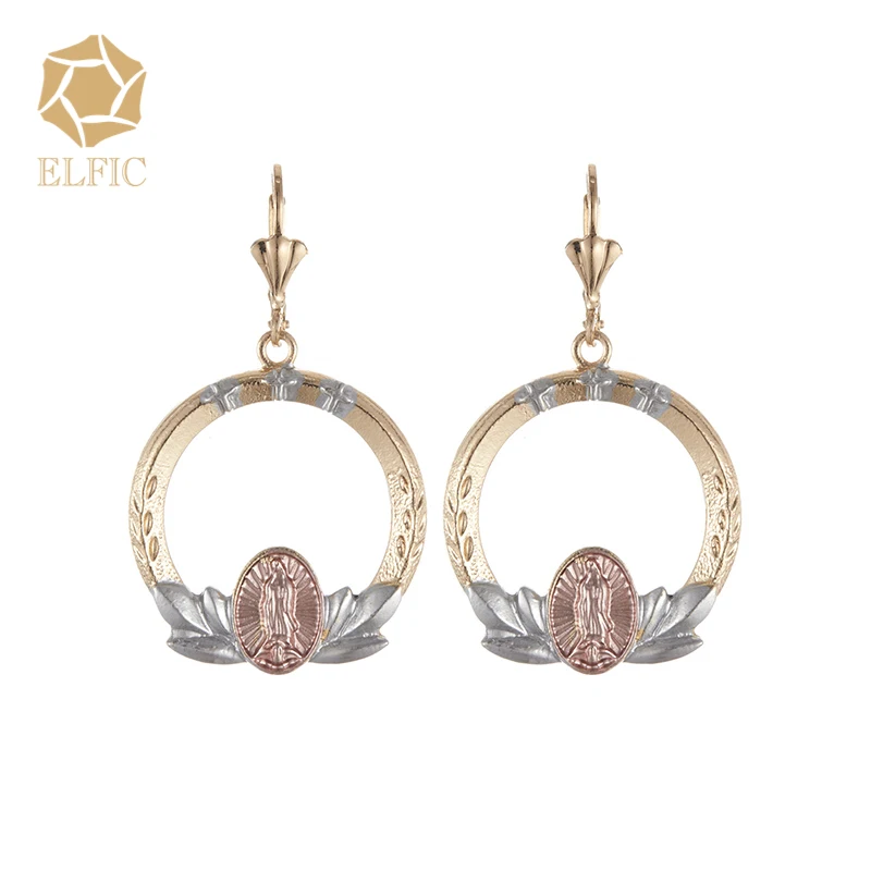 

Elfic Three Color Hollow Wholesale Jewellery Virgin Mary Earrings