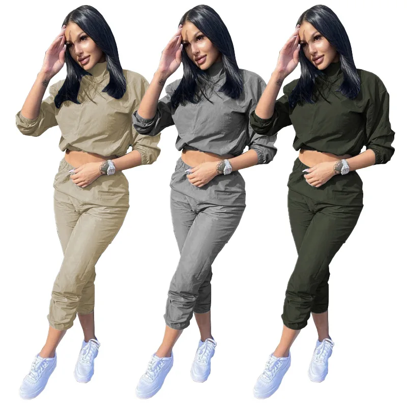 

Custom Logo Elastic Turtleneck Suits Set For Women Casual Jogger Suits Set For Women Outfits Two Piece Set Clothing - Buy Women