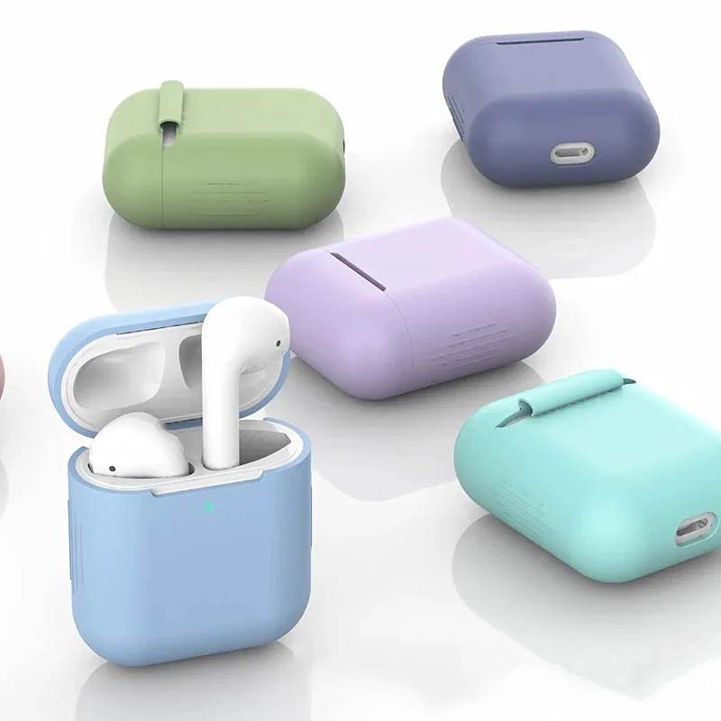 

New Solid Color Skin silicone Shockproof Protective cover For Airpods Case 1/2 cover For Apple Airpod Case, Colourful