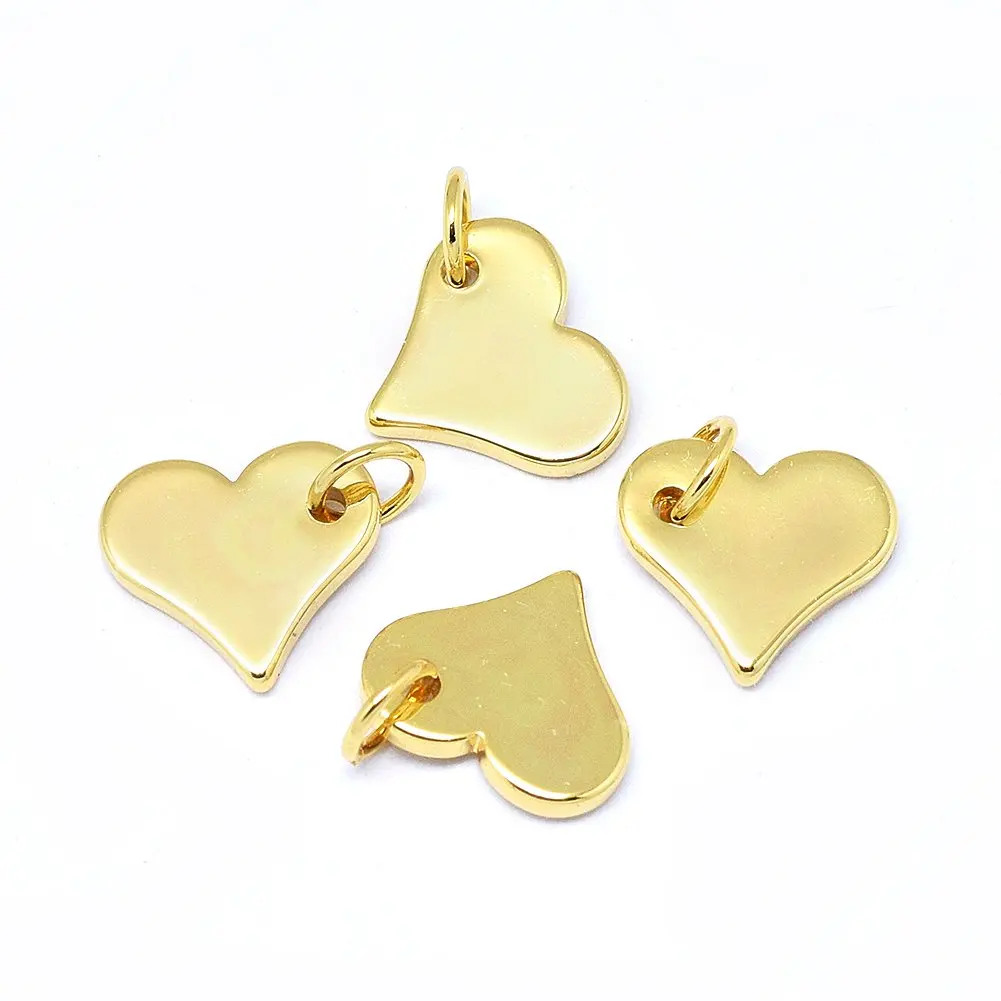 

PandaHall 9mm Heart Real 18K Gold Plated Brass Charms, 18k real gold plated