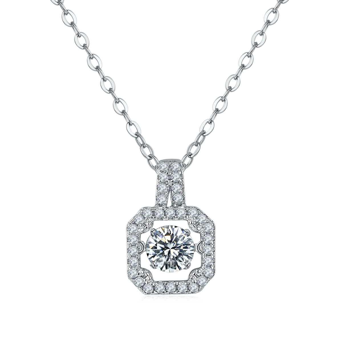 

Memorial Trendy Dainty 0.5ct Moissanite Square Drop Pendant 925 Silver Jewelry Necklaces