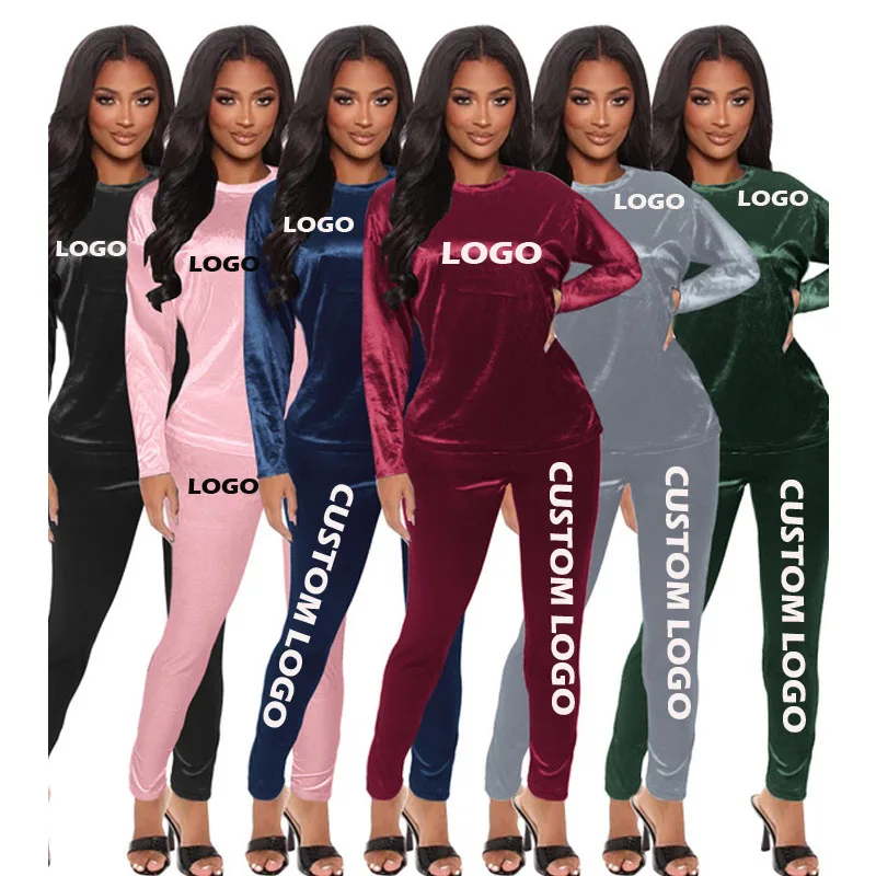 

Free Shipping High Quality Long Sleeve Women's 2 Pcs Set Pajama round collar cotton Pajama Women, Customized color