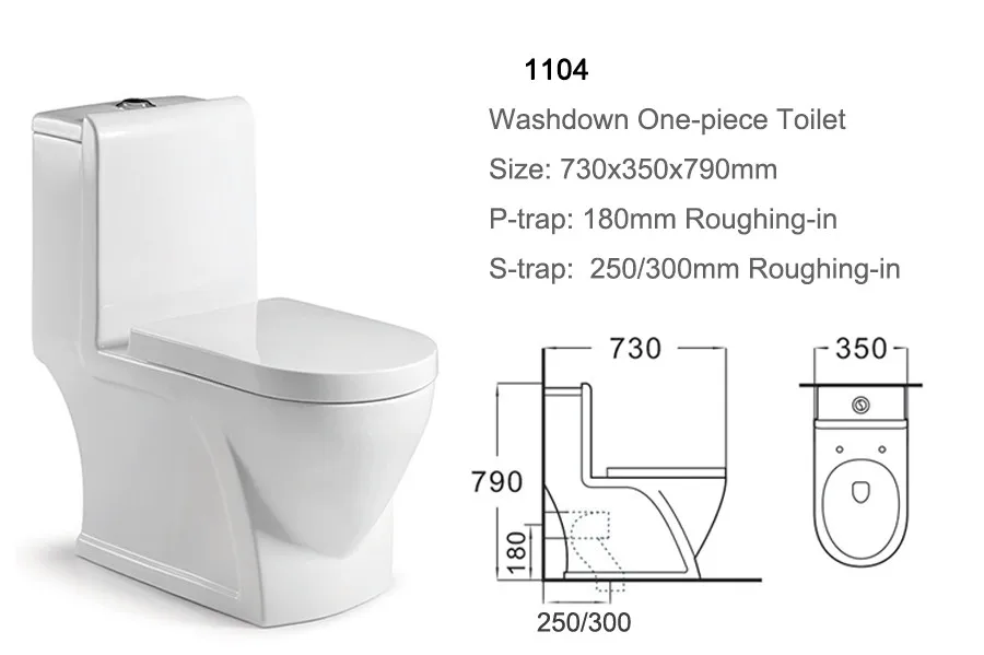1104 Western Washdown Ceramic One Piece Toilet
