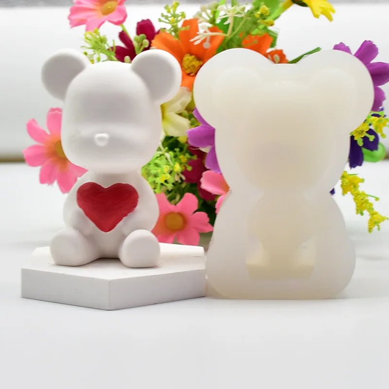 

DIY Baking Mold Love Bear Styling Turn Sugar Cream Cake Chocolate Scented Gypsum Silicone Mold for Baking Pastry Accessories