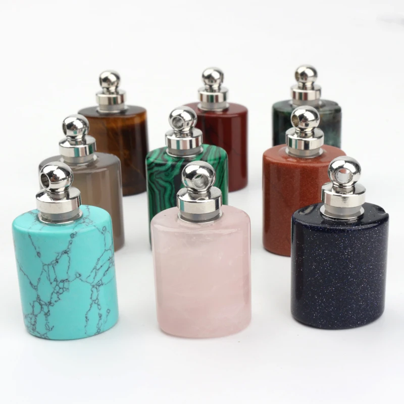 

Wholesale natural colorful gemstone square crystal perfume bottle gemstone pendant