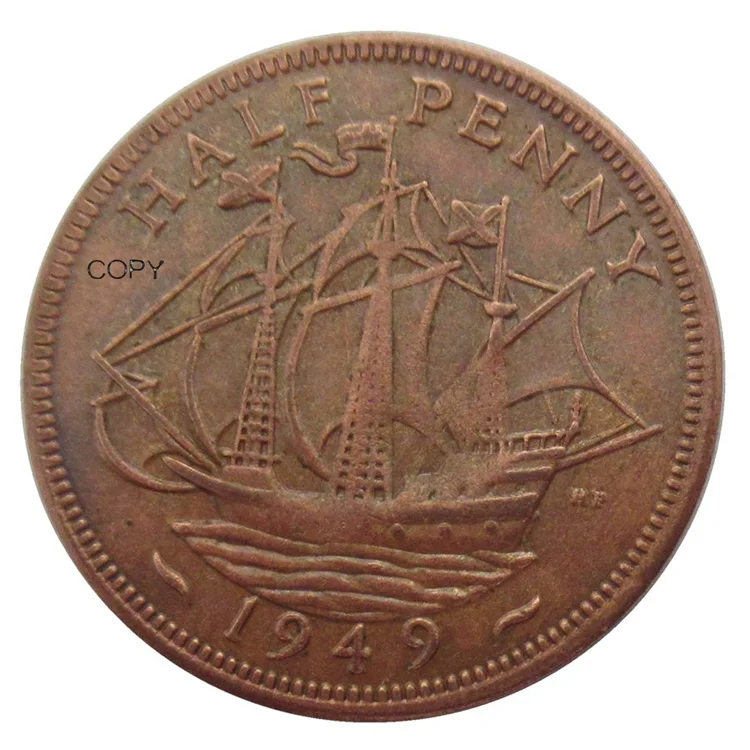 

UK Half Penny 1949 Copper Reproduction Decorative Commemorative Custom Coins